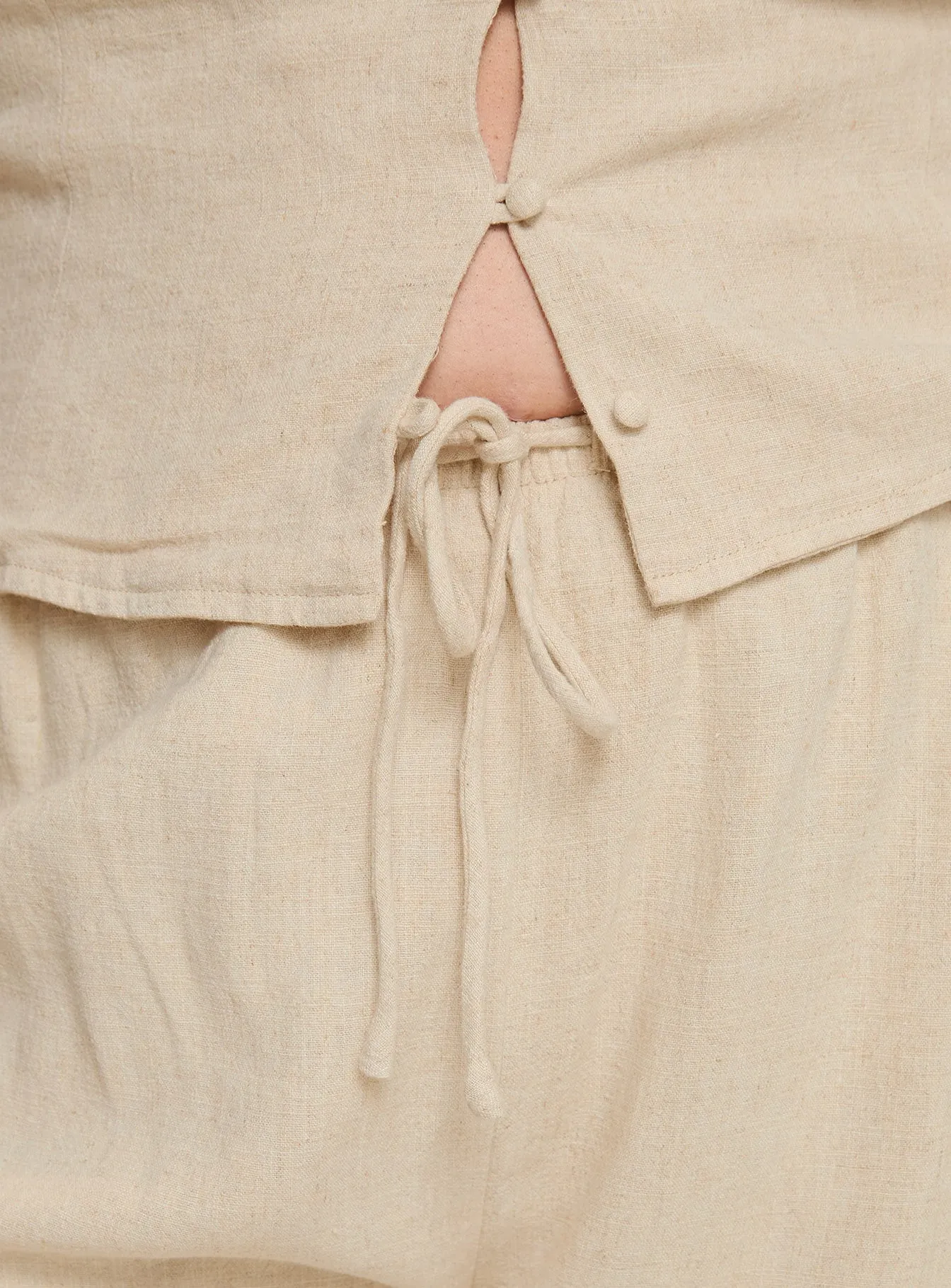 Zodiac Linen Blend Pants Beige Curve